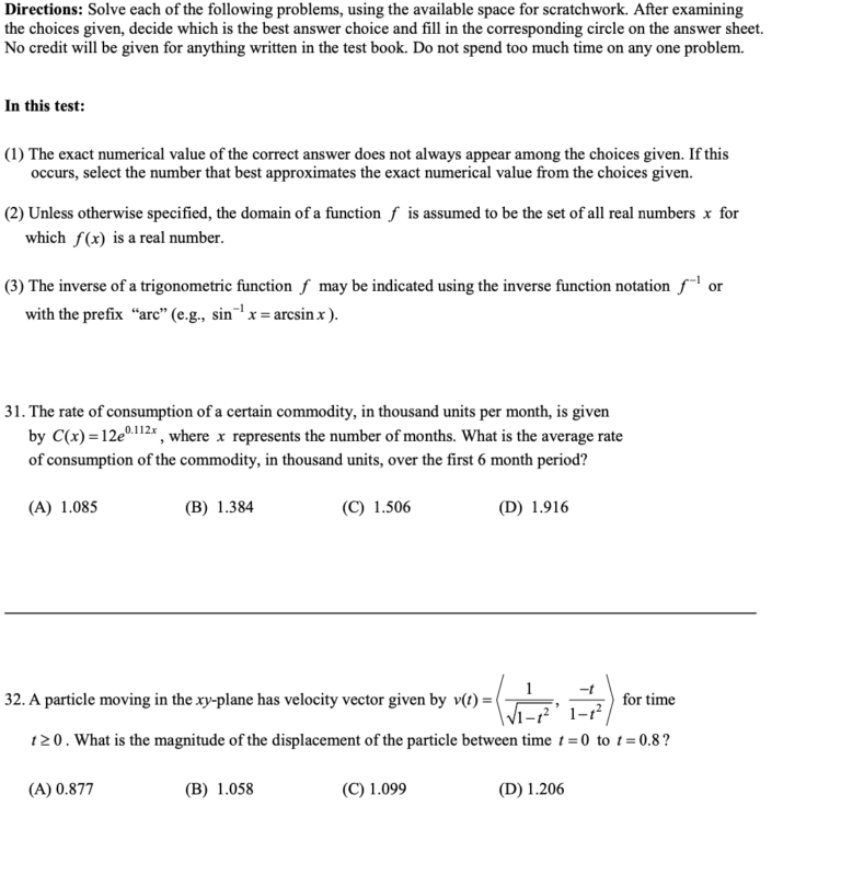 AP Calculus BC Practice Test 1